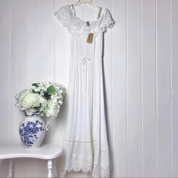american rag white lace dress White 1940s Solid Cotton Embroidered Lace Dress main image 0